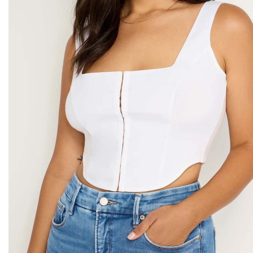 Good American Poplin Corset Top White 4XL NWT